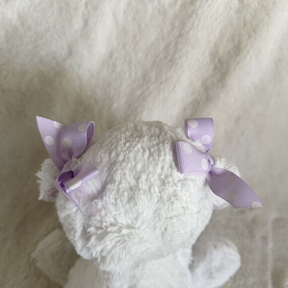 Lambs And Ivy Snowflake Long Eared White Bunny Purple Bows 12” Plush Bedtime - Picture 6 of 6